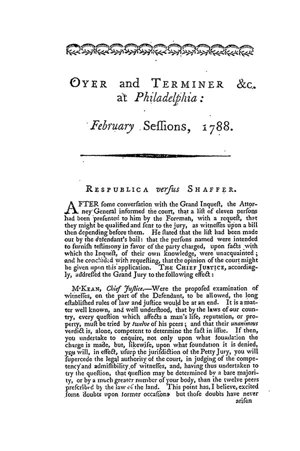 Respublica v. Shaffer, 1 Dall. 236 (O. T. Phila. 1788)