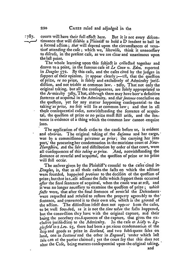 Doane's Administrators v. Penhallow, 1 Dall. 218 (C.P. Phila. Cty 1787)