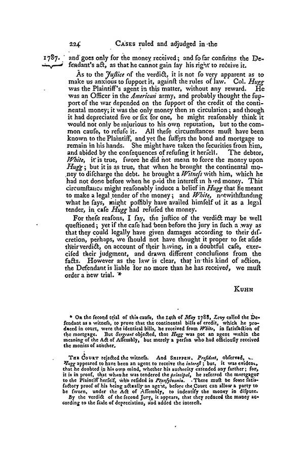 Eastwick v. Hugg, 1 Dall. 222 (C.P. Phila. Cty 1787)