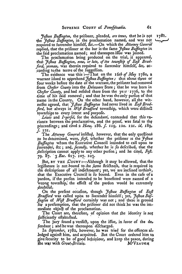Respublica v. Buffington, 1 Dall. 60 (Pa. 1781)